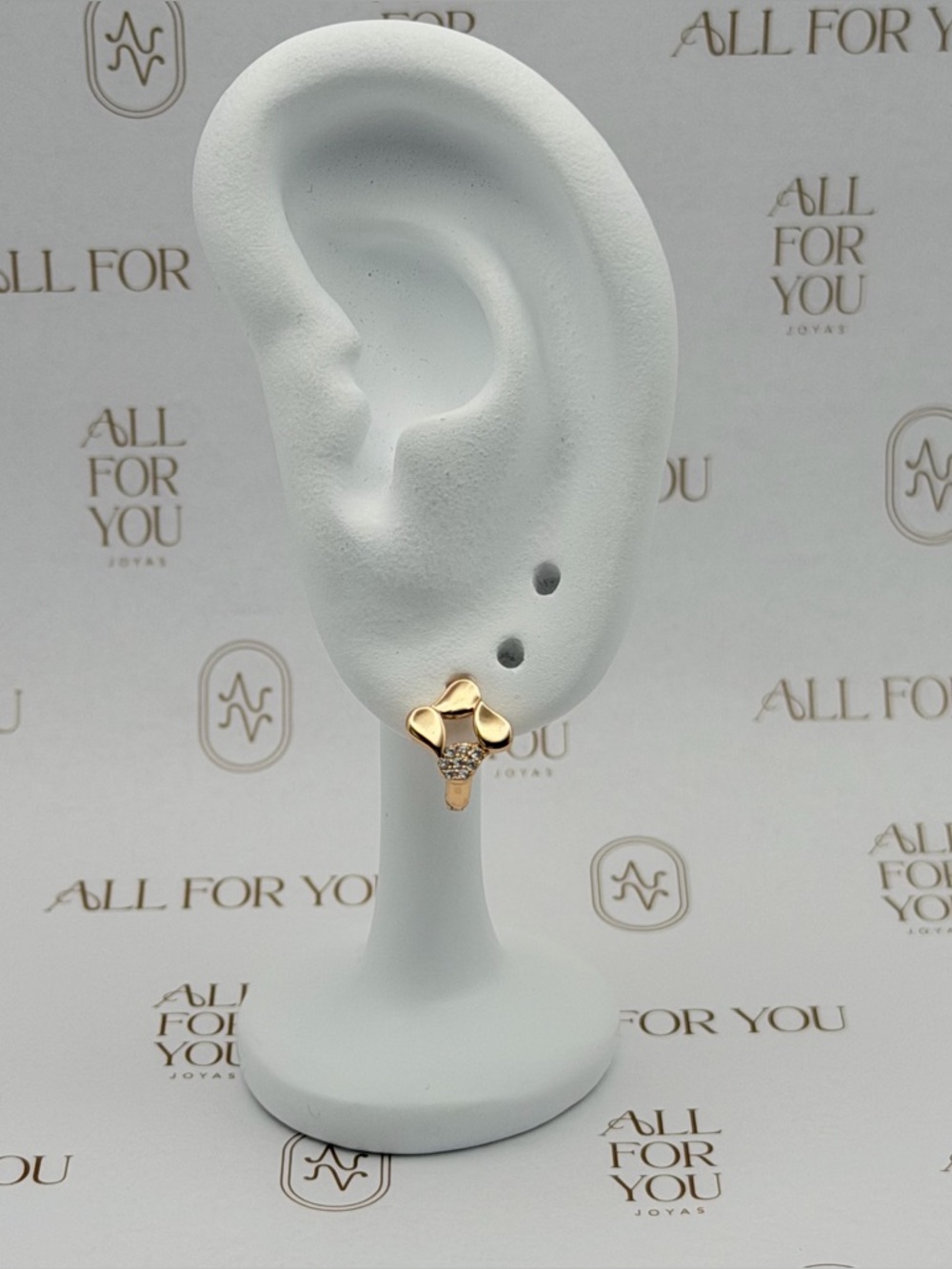18K Gold Filled Lucky Clover Huggie Hoops | Zirconia Pavé Mini Hoops